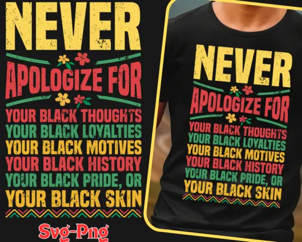 Never Apologize, Black History Month Png Svg